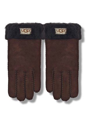 UGG Перчатки Замшевые Женские Шоколадные