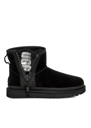 UGG Classic Mini Zipper Tape Logo Boot Black