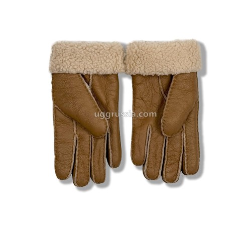 Купить UGG Женские Кожаные Перчатки Коричневые