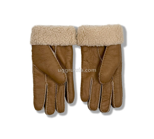 Купить UGG Женские Кожаные Перчатки Коричневые