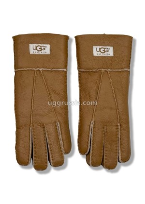 UGG Женские Кожаные Перчатки Коричневые