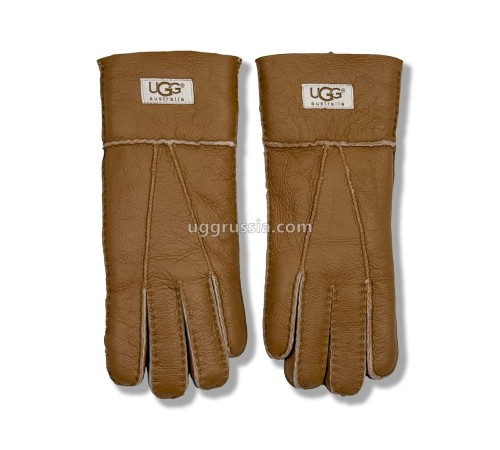 Купить UGG Женские Кожаные Перчатки Коричневые