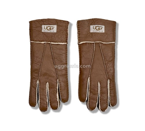Купить UGG Перчатки Кожаные Женские Коричневые