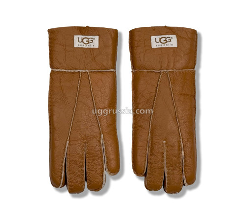 Купить UGG Перчатки Кожаные Женские Коричневые