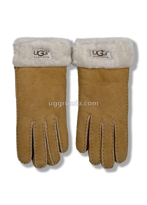 UGG Перчатки Замшевые Женские Коричневые
