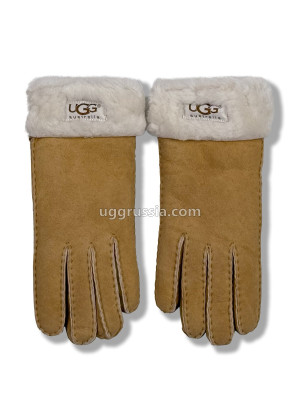 UGG Перчатки Замшевые Женские Коричневые