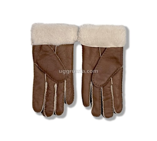 Купить UGG Перчатки Кожаные Женские Коричневые