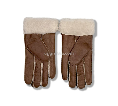 Купить UGG Перчатки Кожаные Женские Коричневые