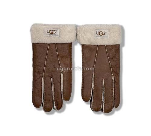 Купить UGG Перчатки Кожаные Женские Коричневые