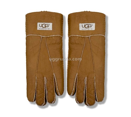 Купить UGG Перчатки Кожаные Женские Коричневые