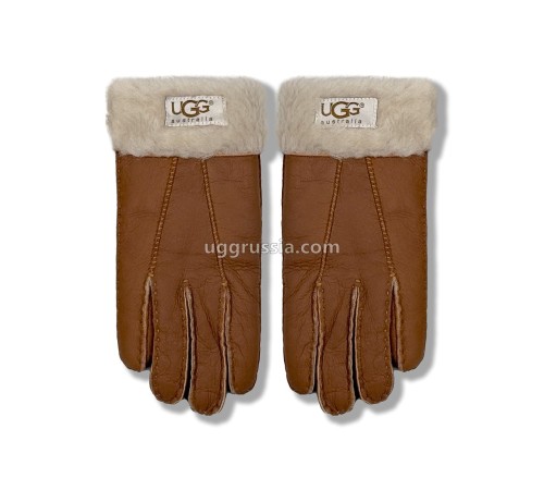 Купить UGG Перчатки Кожаные Женские Коричневые