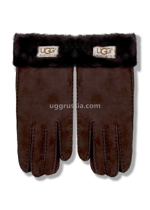 UGG Перчатки Замшевые Женские Коричневые
