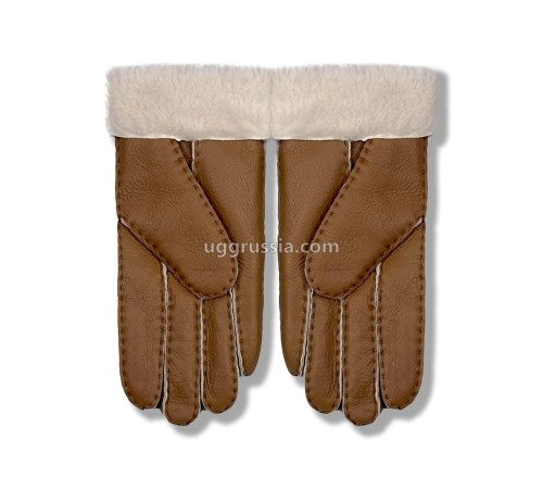 Купить UGG Перчатки Кожаные Женские Коричневые