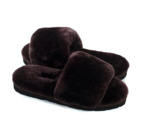 Купить UGG Fluff Slide Slippers Chocolate Купить UGG Fluff Slide Slippers Chocolate