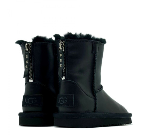 Купить UGG Kids Classic Short Zip Leather Black