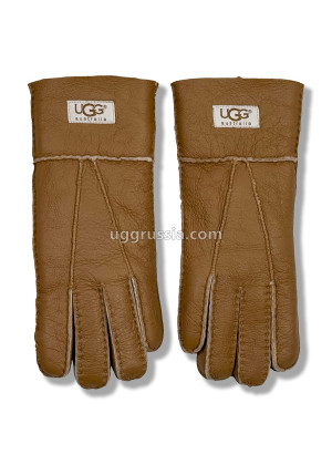 UGG Женские Кожаные Перчатки Коричневые