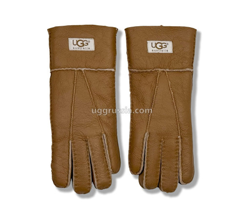 Купить UGG Женские Кожаные Перчатки Коричневые