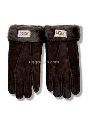 UGG Перчатки Замшевые Женские Коричневые