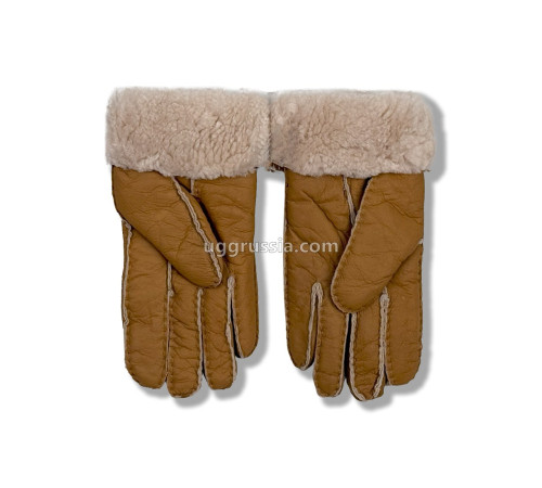 Купить UGG Перчатки Кожаные Женские Коричневые
