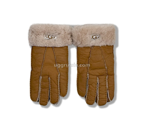 Купить UGG Перчатки Кожаные Женские Коричневые