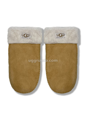UGG Варежки Замшевые Женские Коричневые