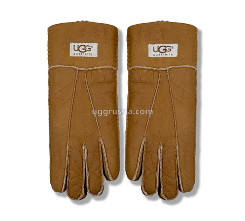 Купить UGG Перчатки Кожаные Женские Коричневые