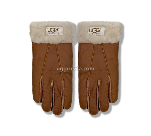 Купить UGG Перчатки Кожаные Женские Коричневые