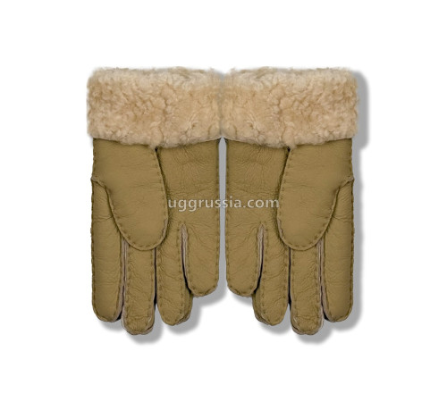 Купить UGG Перчатки Кожаные Женские Коричневые