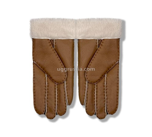 Купить UGG Перчатки Кожаные Женские Коричневые