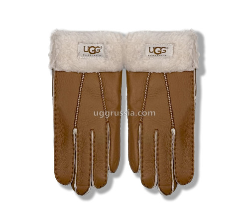 Купить UGG Перчатки Кожаные Женские Коричневые