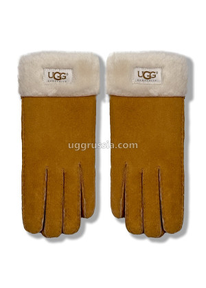UGG Перчатки Замшевые Женские Коричневые