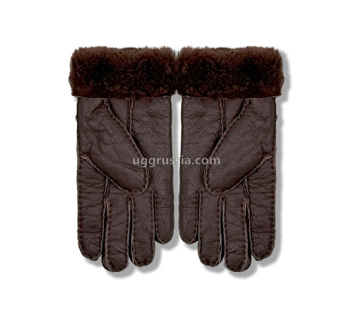 Купить UGG Перчатки Кожаные Мужские Коричневые