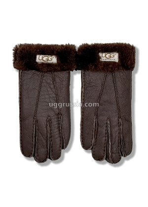 UGG Перчатки Кожаные Мужские Коричневые