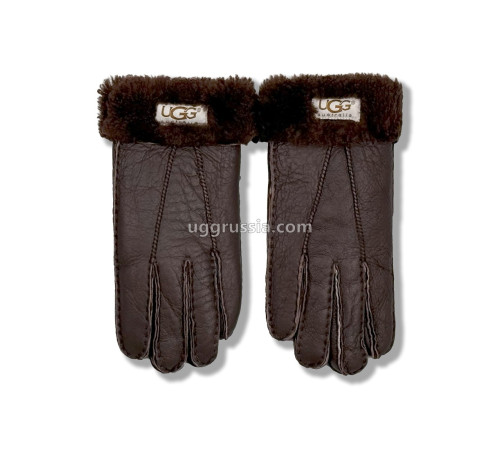 Купить UGG Перчатки Кожаные Мужские Коричневые