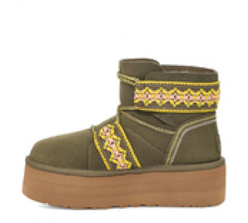 Купить UGG Classic Mini II Braid Platform Green Купить UGG Classic Mini II Braid Platform Green