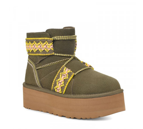 Купить UGG Classic Mini II Braid Platform Green Купить UGG Classic Mini II Braid Platform Green