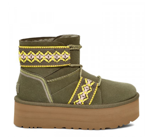 Купить UGG Classic Mini II Braid Platform Green Купить UGG Classic Mini II Braid Platform Green