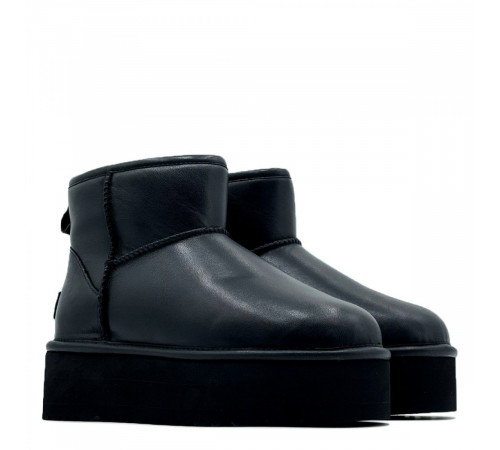 Купить UGG Classic Mini Platform Leather Black Купить UGG Classic Mini Platform Leather Black