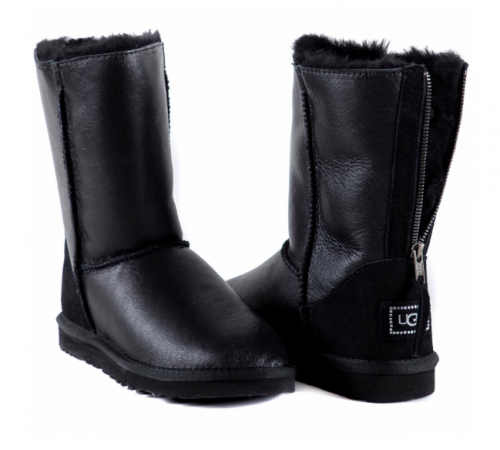 Купить UGG Classic Short Zip Metallic Black Купить UGG Classic Short Zip Metallic Black