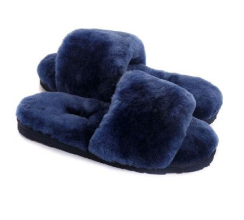 Купить UGG Fluff Slide Slippers Navy Blue